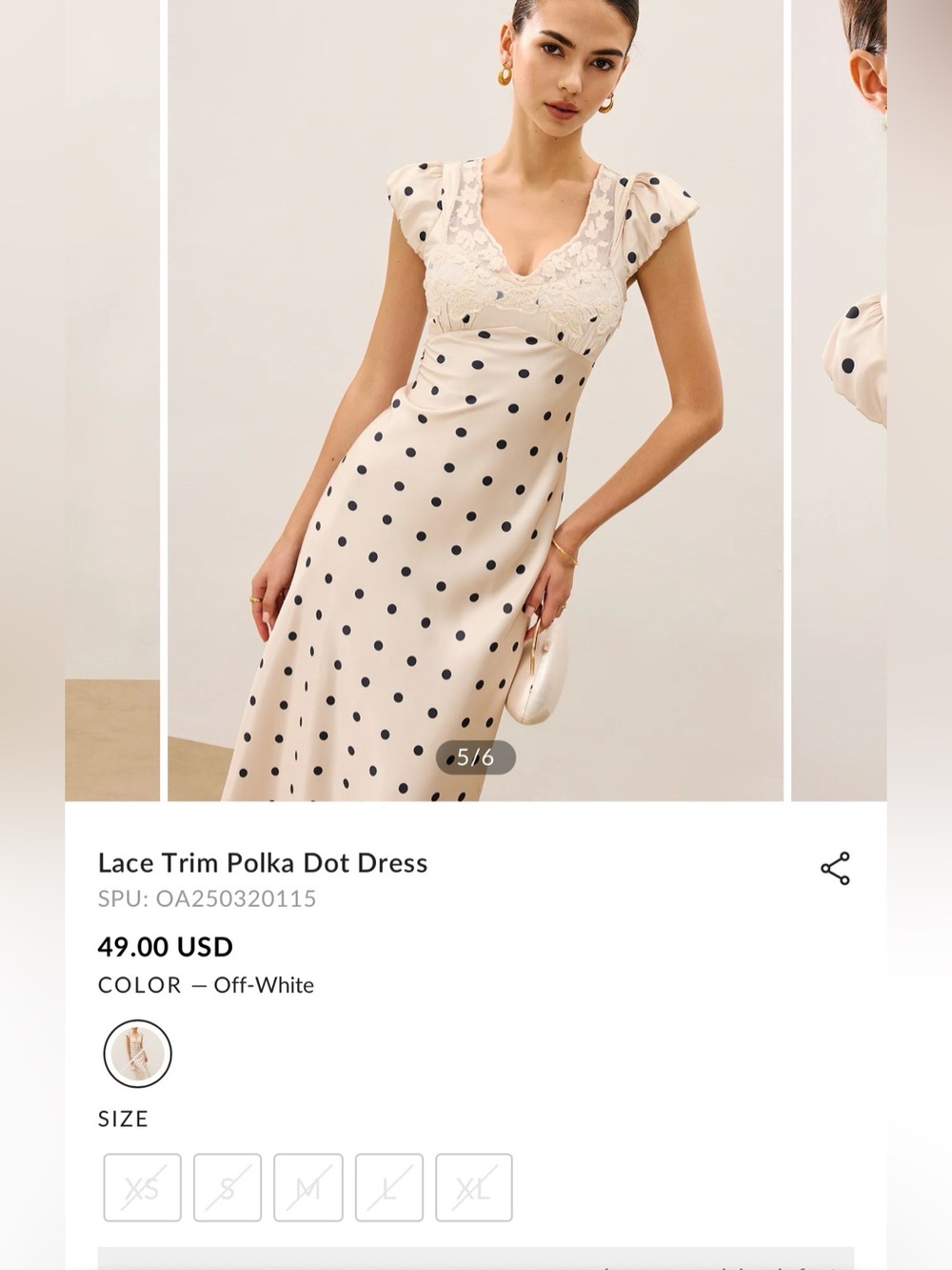 Commense Lace Trim Polka Dot Dress - Size XS - Picture 2 of 14